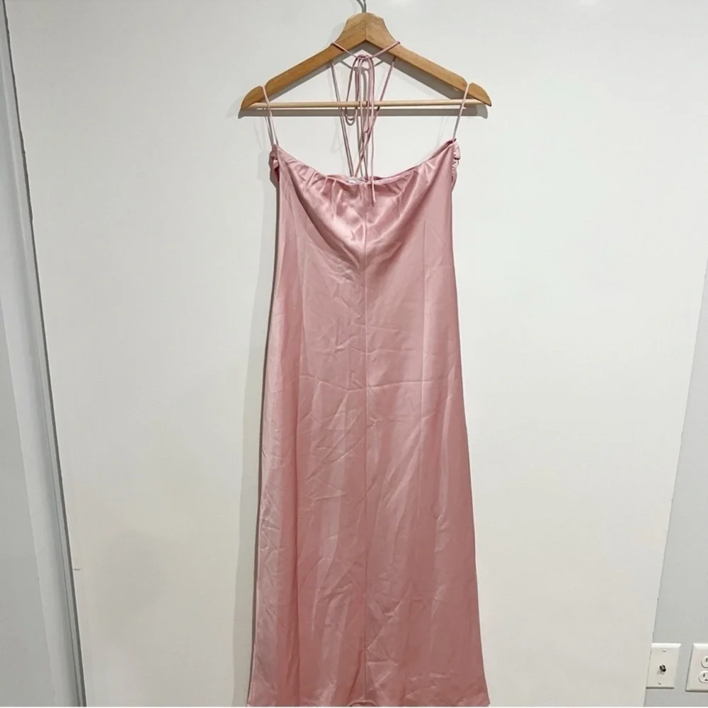 NWT Reformation Valora Satin Halter Maxi Dress in Color Babygirl Pink Size 6 - Picture 8 of 15